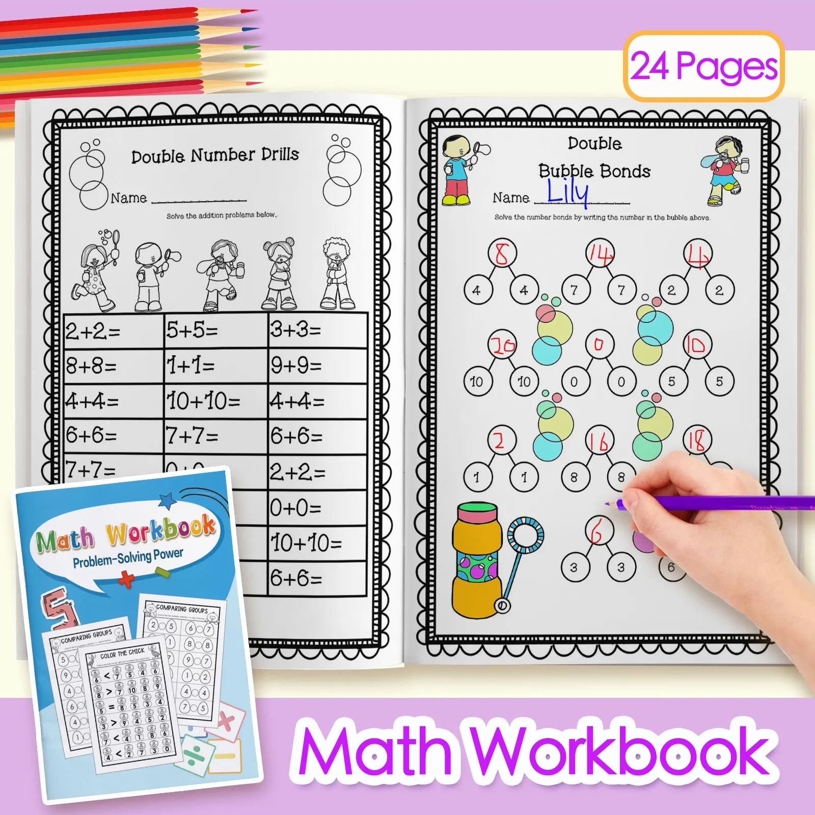 Kids Math Workbook, Toddler Number Reasoning Training Book, Preschool Arithmetic Practice Book for Early Learning