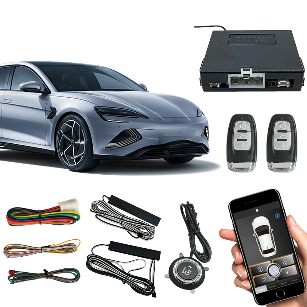 

GIORDON Universal 12V Car Remote Car Start-Stop Kit, PKE Keyless Entry,Auto-sensing central locking