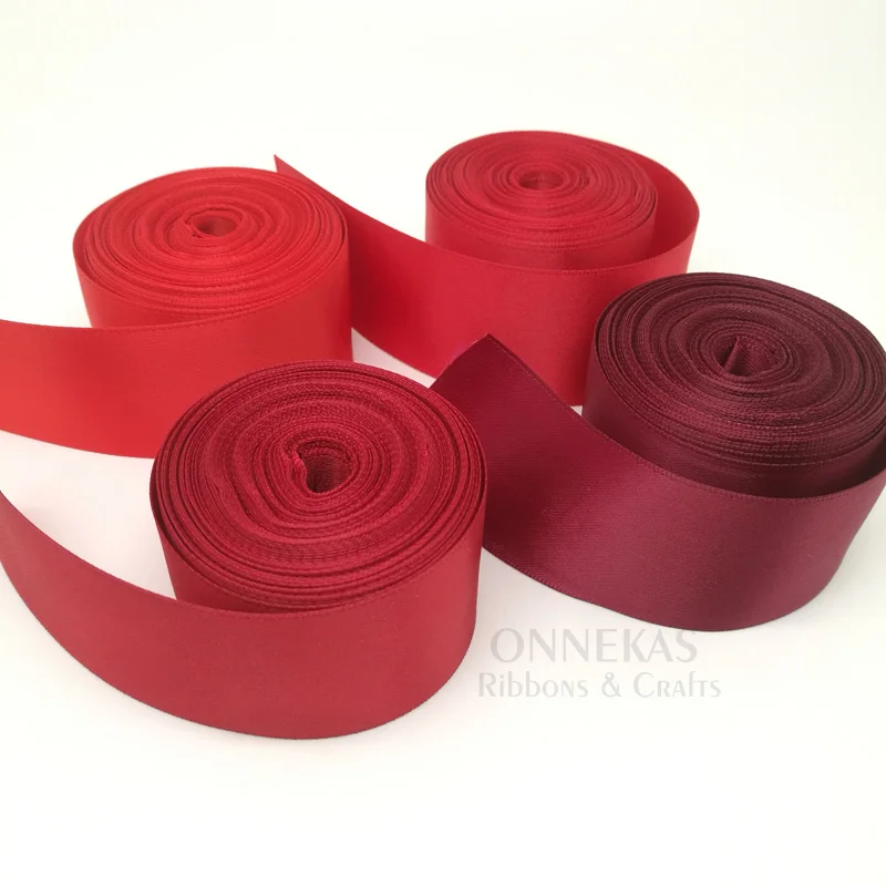 100Yards 6/9/13/16/19/25/38mm Red Blue Double Face Satin Ribbon Solid Color 100% Polyester Dense Fabric Tapes Party Decoration