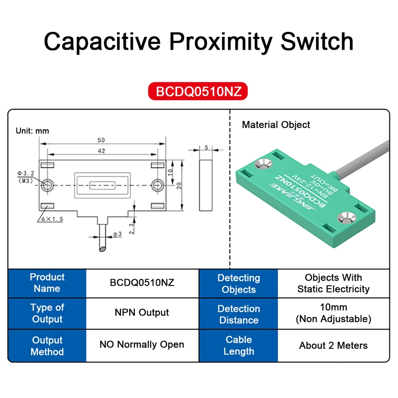 Ultra thin flat embedded capacitive proximity switch sensor level sensing switch made of wood, metal, glass, plastic