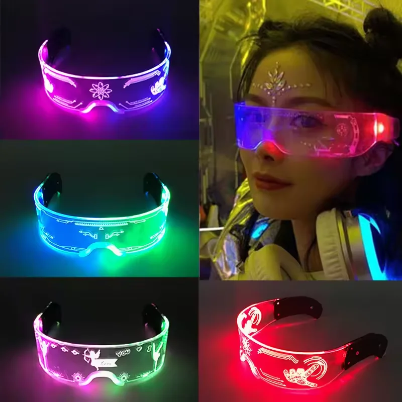 Gafas luminosas de siete colores recién actualizadas, fiestas de cumpleaños, bares, festivales de música, Navidad y ciencia ficción, gafas para Halloween