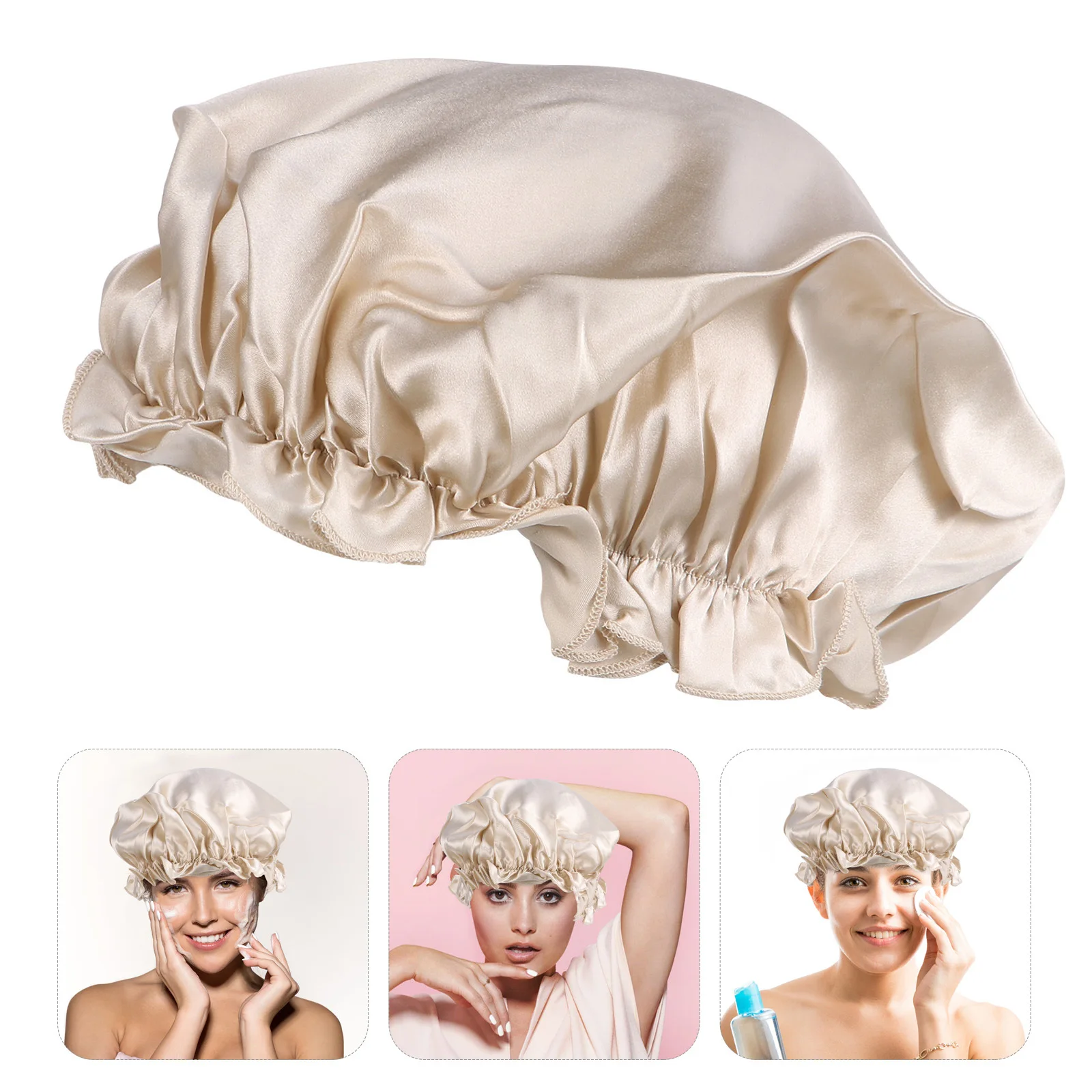 

1Pcs Silk Hair Care Bonnet Cap Elastic Night Sleep Cap Prevent Knotting Friction Retain Moisture Women Sleeping Hat