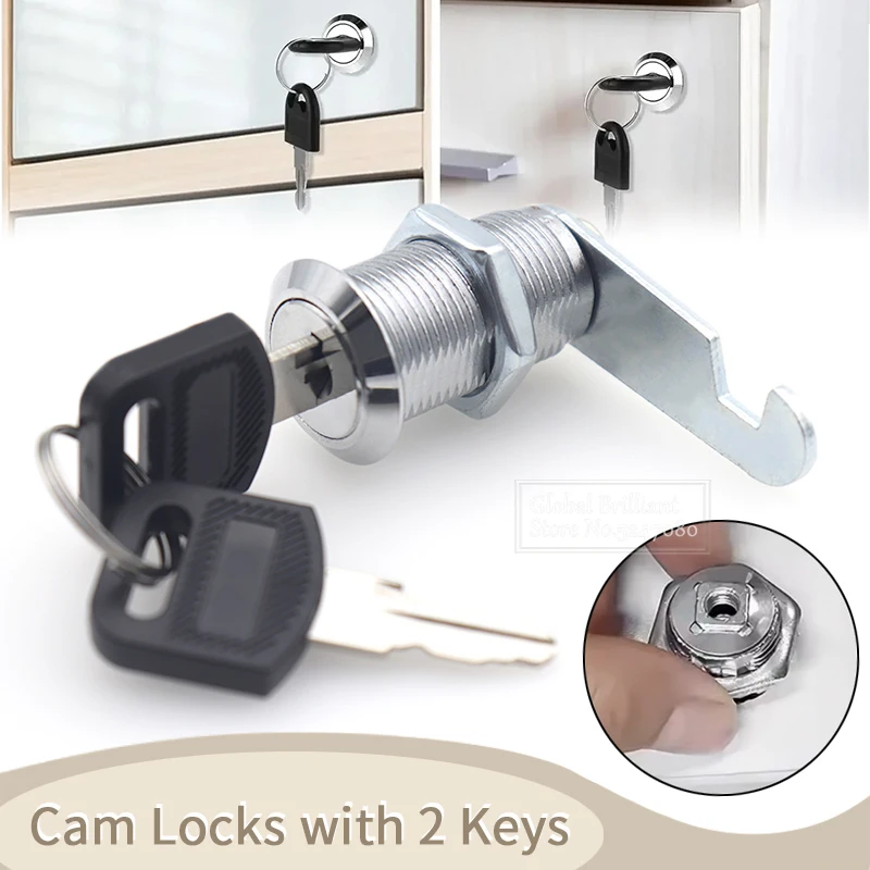 10Pcs 16/20/25/30mm Master Key Lock Mailbox Lock for File Cabinet Tool Box Locker Cam Lock with 2 Administrator Key