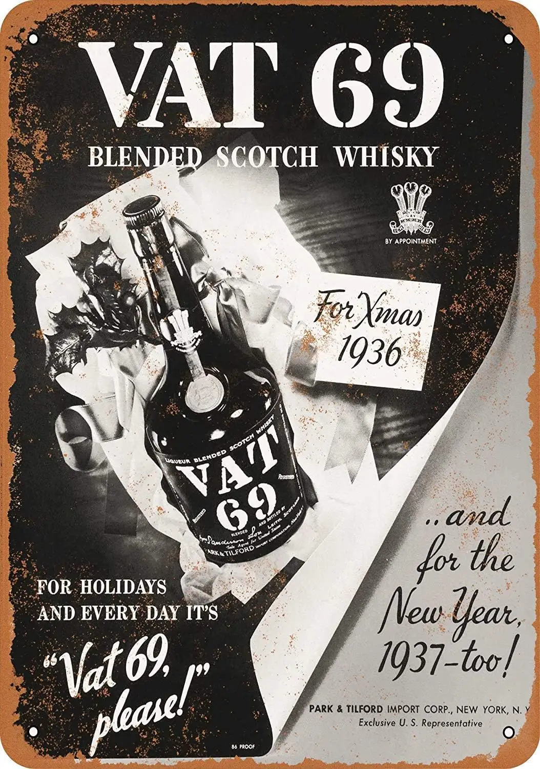 Letrero Metálico Retro Divertido Vat 69 Scotch Whiskey -es para Decoración de Pared en Casa, Cueva, Garaje, Bar, Letrero Metálico Vintage de 8 Pulgadas