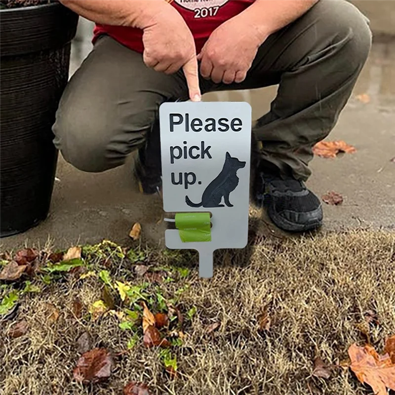 ABFY-panneau de ramassage de caca d'extérieur, panneau de rappel de nettoyage de caca d'animaux de compagnie, panneau d'avertissement de pelouse, panneau de piquets en bois pour protéger la pelouse