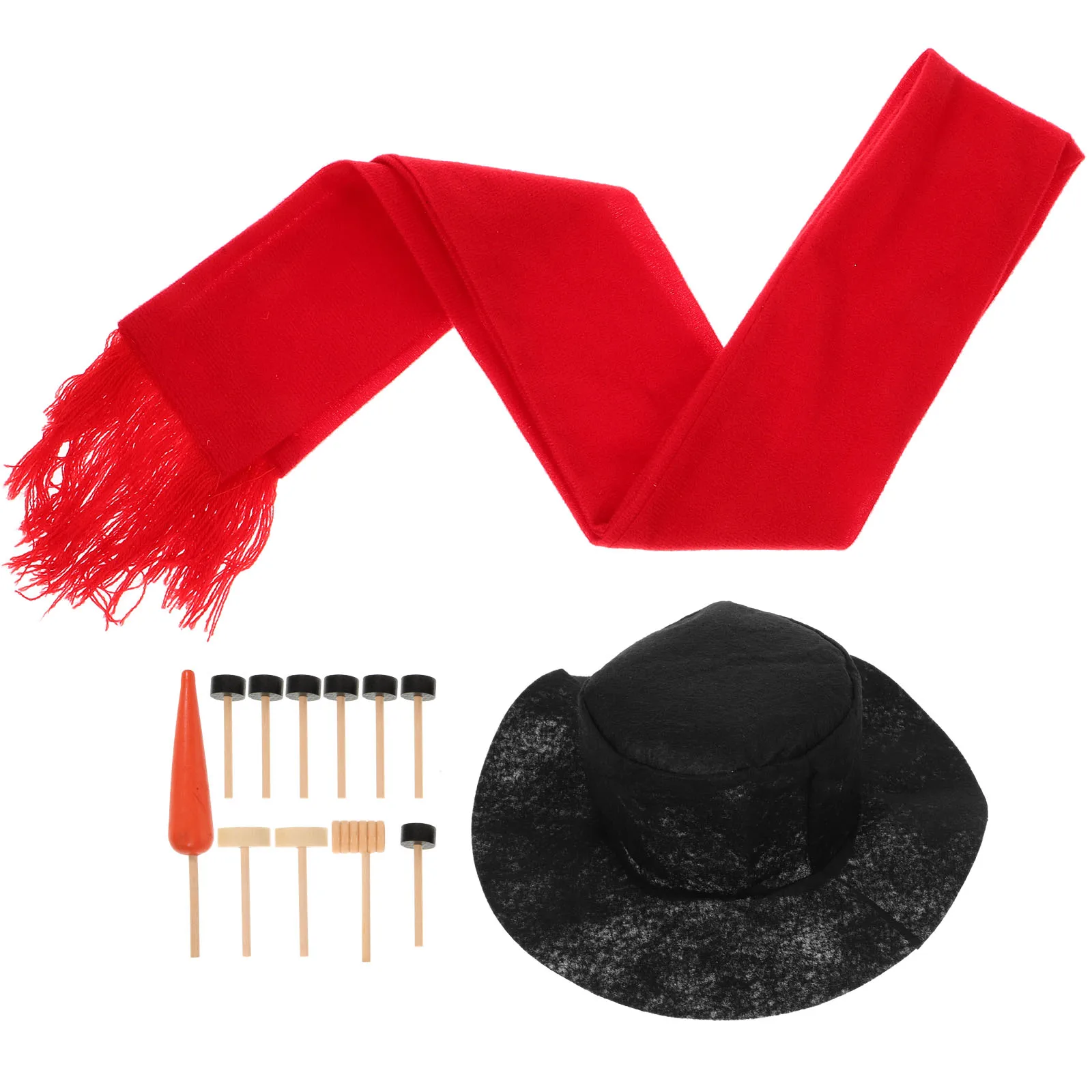 

13pcs Snowman Kit For Kids Winter Holiday Outdoor Decoration Christmas Gift Building Dressing Set Accessories Reusable Non-Woven