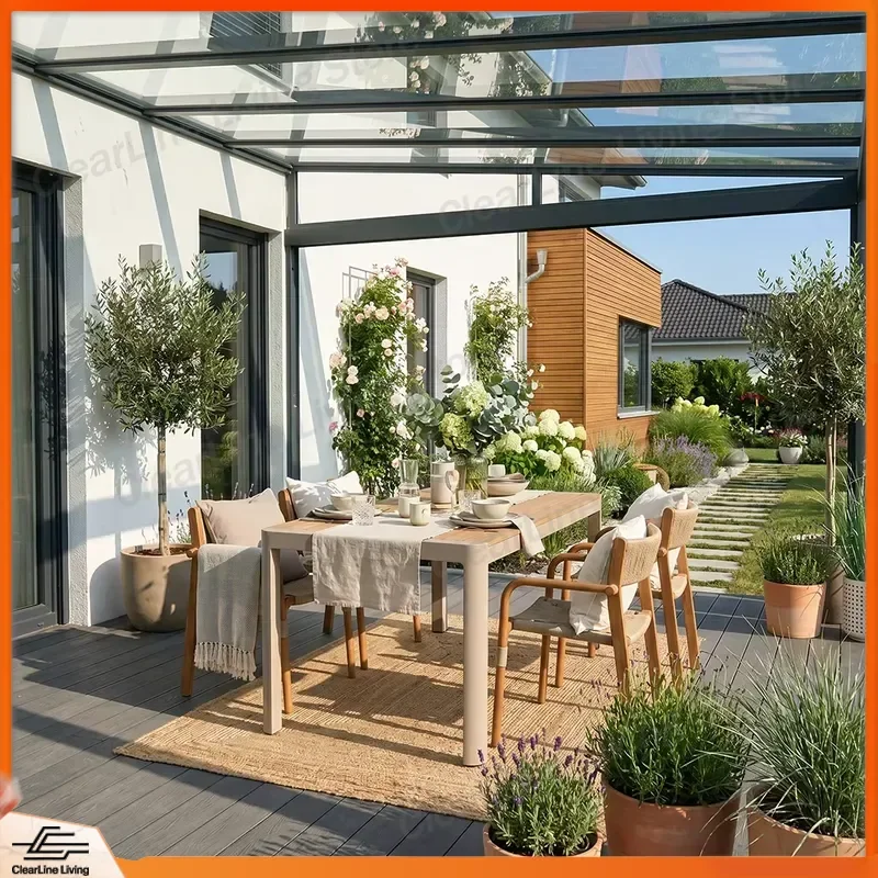 

Modern Aluminum Outdoor Dining Table and Chair Set Stackable Portable Waterproof UV Resistant for Garden Patio Balcony