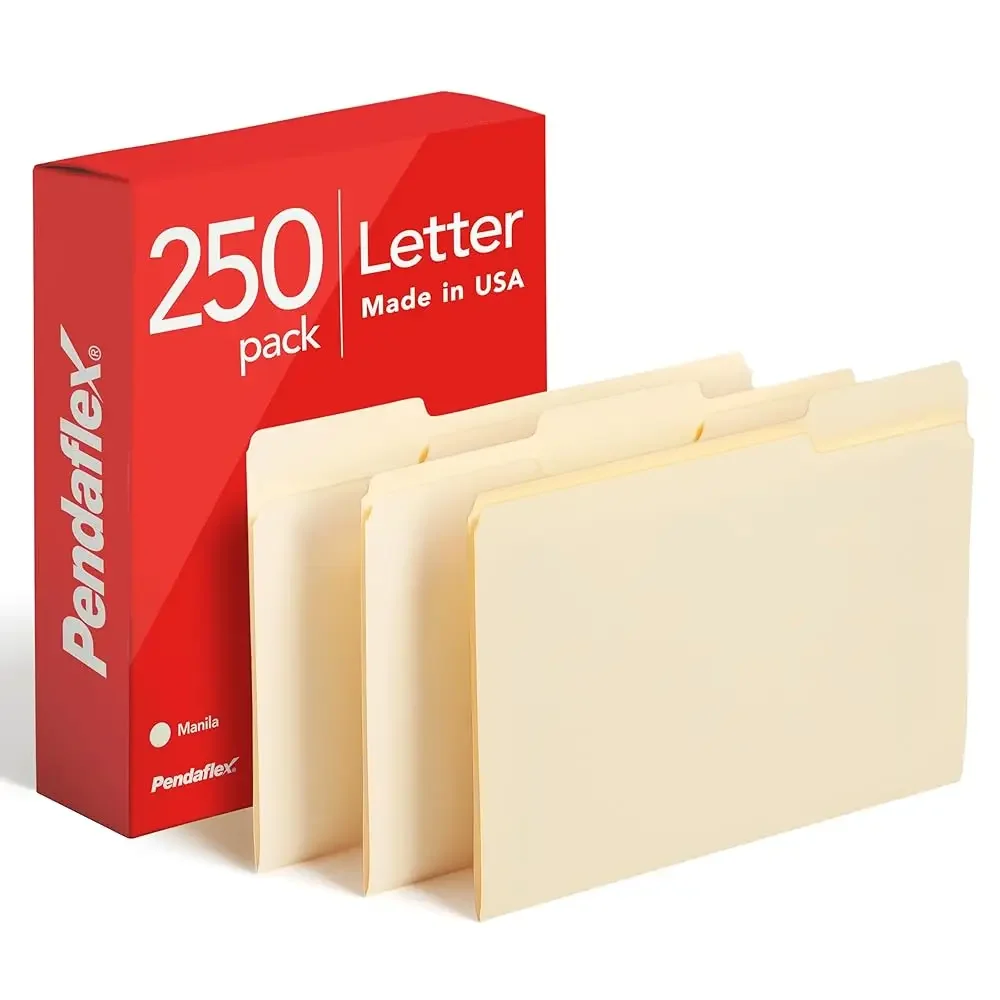 

File Folders, Letter Size, 1/3 Cut, Manila, 250 per Box (752250)
