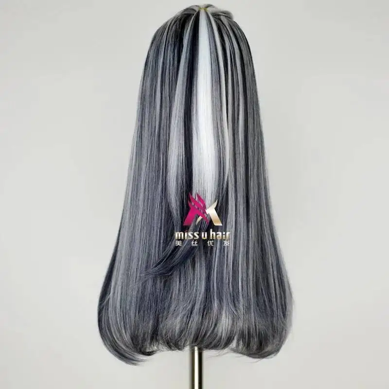 ارتفاع شعر مستعار فرانكي جديد الوحش فرانكي تأثيري الباروكات 65 سنتيمتر مزيج أسود أبيض حفلة الهالوين الاصطناعية شعر مستعار تأثيري + غطاء شعر مستعار #3