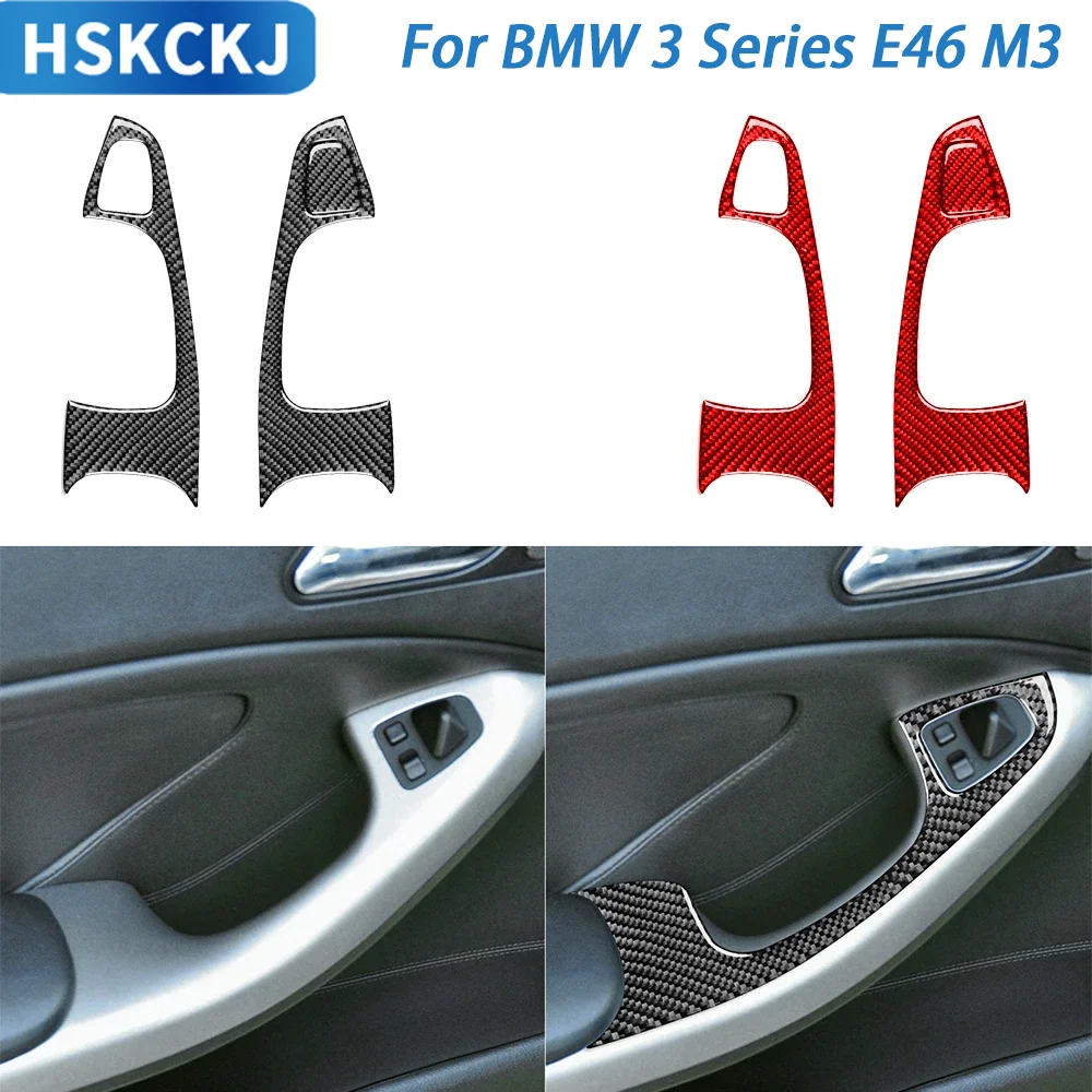 

Real Carbon Fiber Window Lift Switch Control Panel Trim Cover Car Inteior Accessories Sticker For BMW 3 Series E46 M3 1998-2005