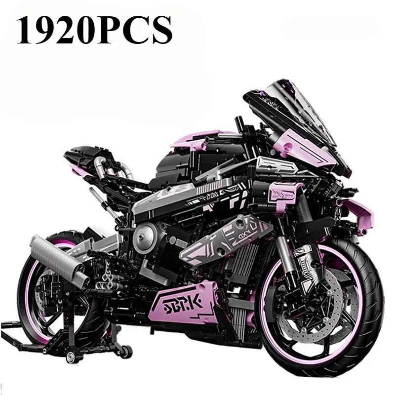 

1920PCS Technical 1:8 Pink M1000RR Motorcycle Building Blocks MOC Assemble Bricks Racing Motorbike Toys Kid Adult Gift