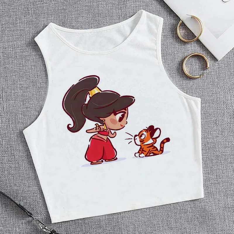 Vest Cropped Y2k Crop Top Shirt Tank Top Disney Princess Women Cute T-shirt Funny Tshirt Female Clothes Top Tee Shirt