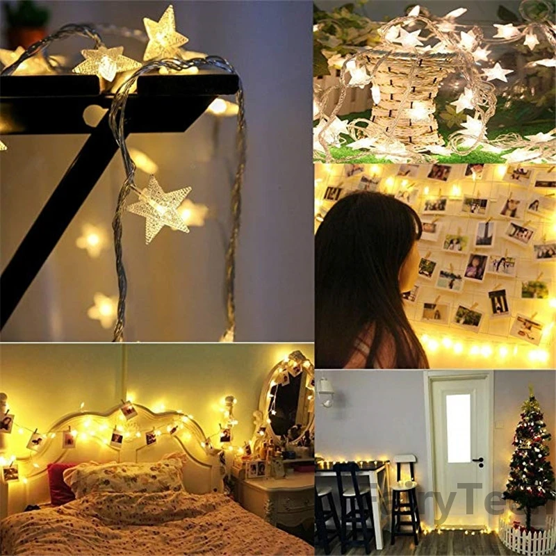 40LED Star Fairy String Led Lights USB Garland Novelty New Year Wedding Indoor Decoration Wishing Curtain String Light Navidad