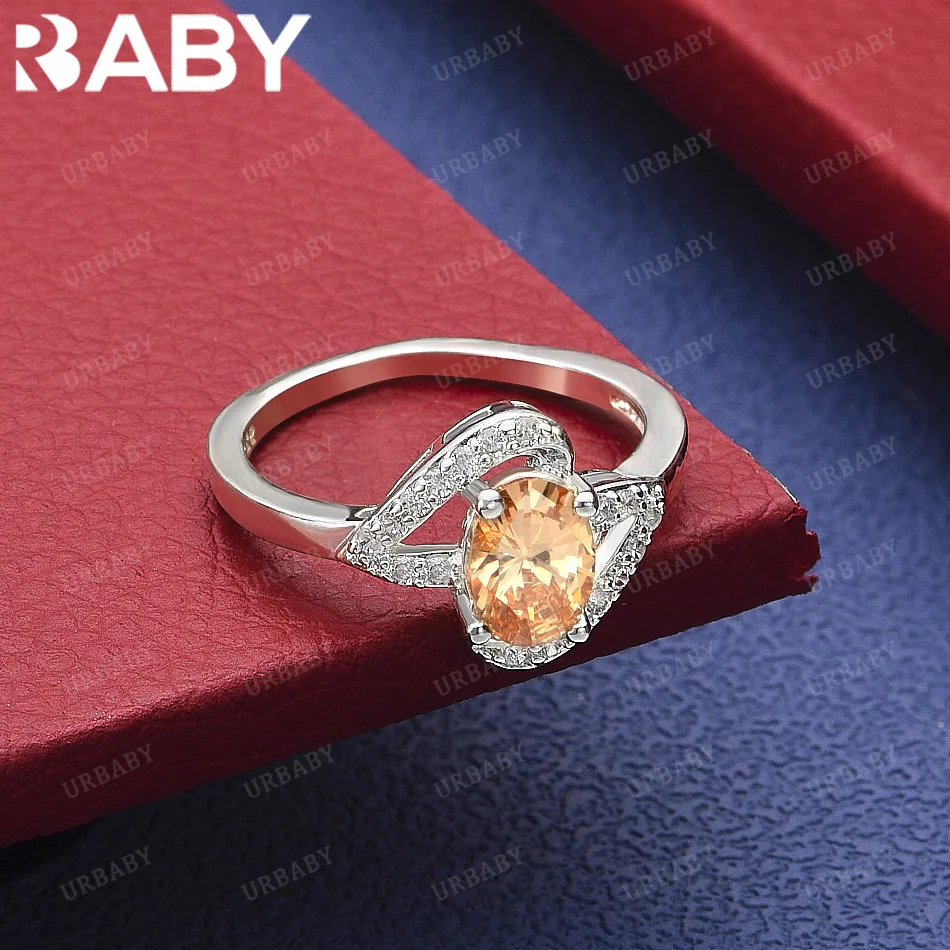 

Кольцо URBABY из стерлингового серебра 925 пробы, размер 7-10, с желтыми цирконами, для женщин, модные украшения, винтажное, элегантное, благородное, подарок на день рождения