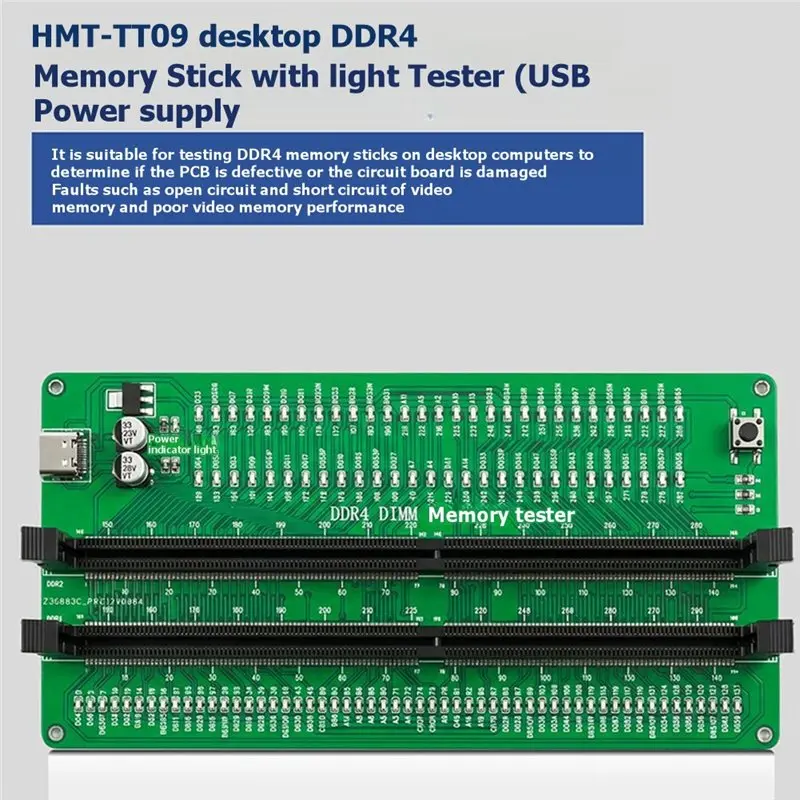 AT82-DDR4 Memory Strip LED Tester DDR4 Tester Memory Slot DDR4 Memory Strip LED Tester Memory Card Diagnostic Card