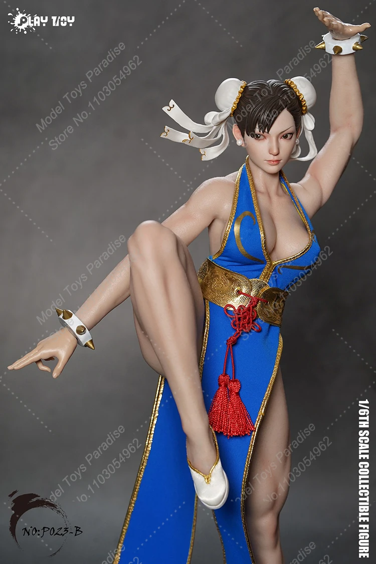 PLAY TOY P023 1/6 Woman Soldier Muscle Chun Li Fighting Games Full Set 12inch Action Figure Collectible Toys Gifts