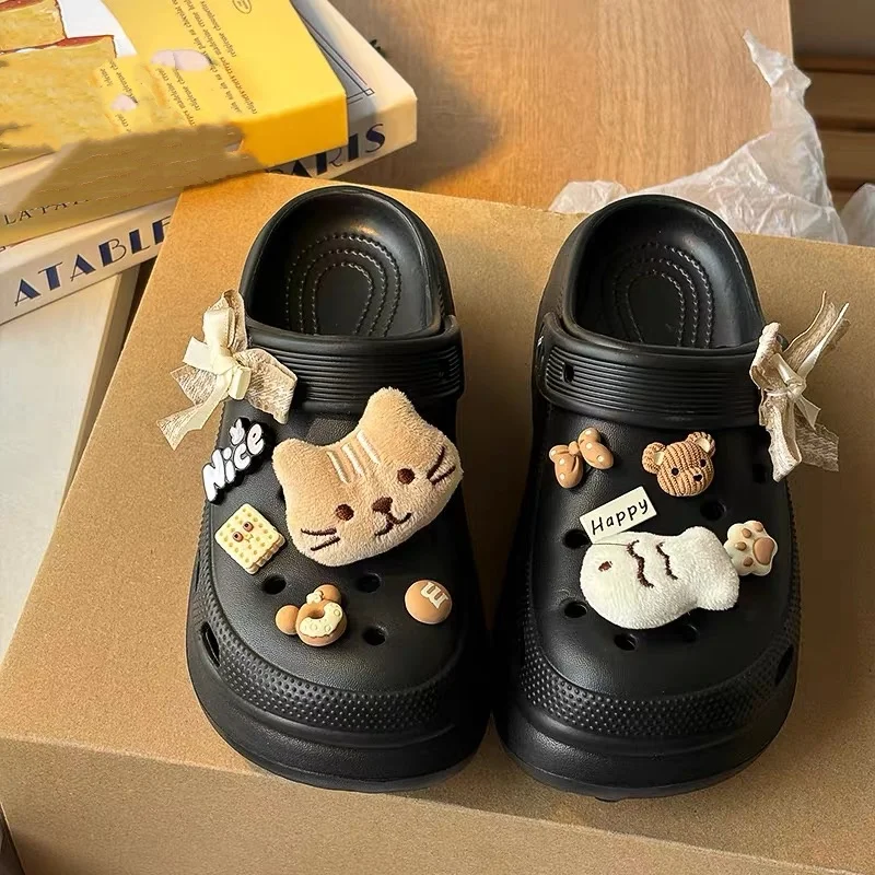 Cute 3D Cat Plush Shoe Decoration DIY Decorative Buckle Bow Hole Shoes Sandals Holiday Christmas Gift Creativity