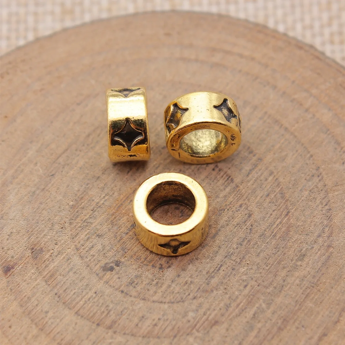 20pcs 9x9x5mm(0.35x0.35x0.2inch) 3 Colors Star European Big Hole Beads Hand Crafts Materials