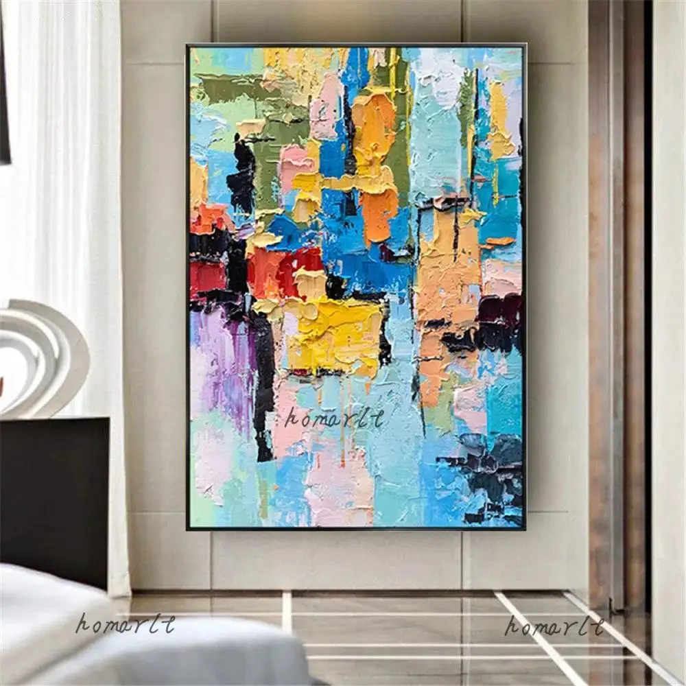 Modern Abstract Wall Art  Handmade Pop Palette Knife Texture Oil Paintings on Canvas  Home Decor Hanging Painting Mural  Contemp