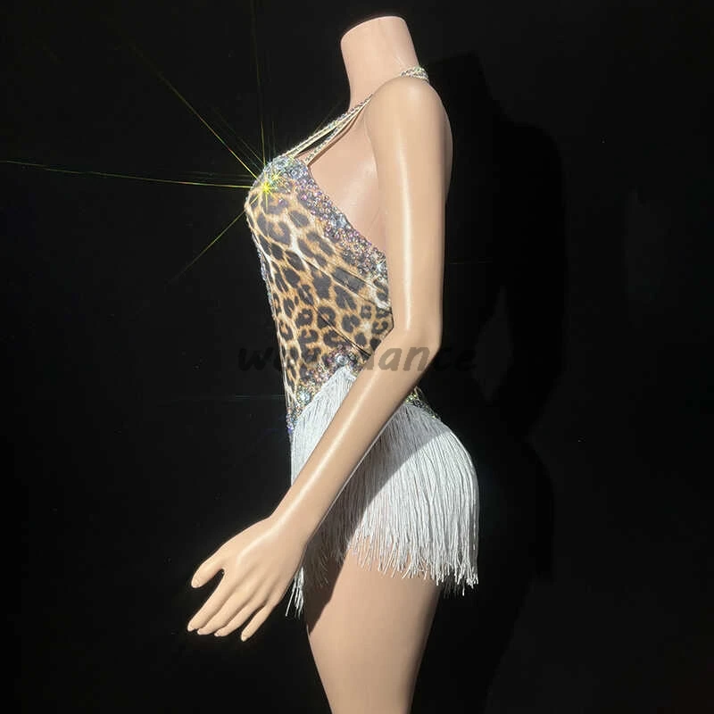 Leopard Print Personality Bar Nightclub Performance Costume Stage Performance Bodysuit For Woman