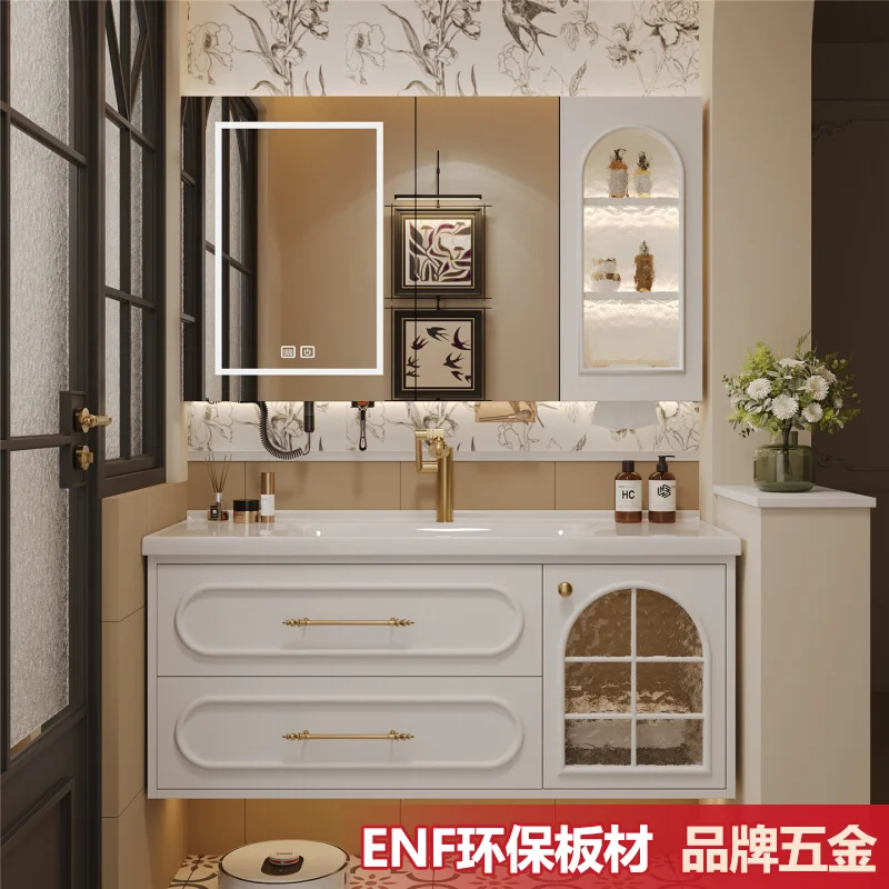 

French retro bathroom cabinet combination bathroom ceramic integrated 2025 new