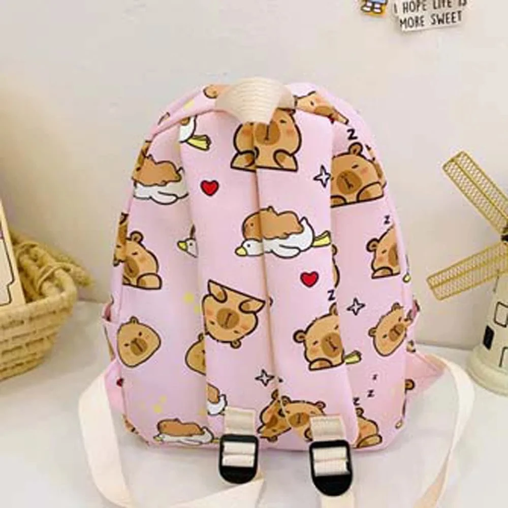 لطيف الكرتون كابيبارا على ظهره أفخم قلادة الحقائب المدرسية حقيبة كتف للأطفال رياض الأطفال على ظهره حقيبة كتب الموضة