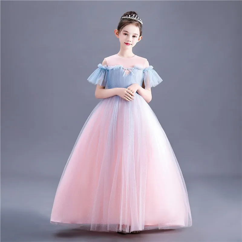 

2025Summer Pink Sweet Girl Little Host Birthday Flower Girl Model Catwalk Piano Performance Dress