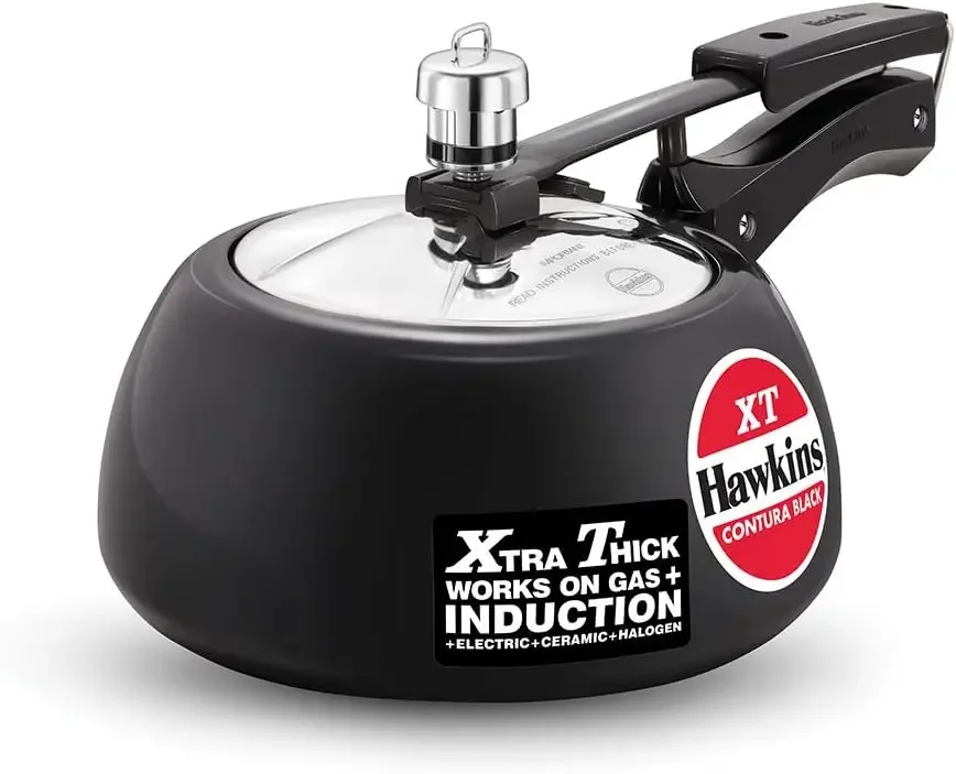 NEW Contura CXT20 Extra Thick Hard Anodised Pressure Cooker for Gas,Induction and Electric Stoves, 2 litres, Black