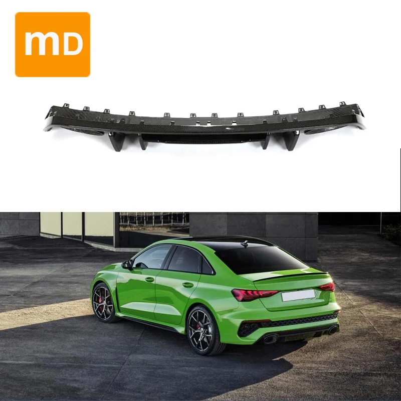 

For Audi RS3 8Y Sedan 2022 2023 Carbon Fiber Rear Bumper Spoiler Lip Trunk Body Kit Splitter Cover Trim Car Accessories Upgrade