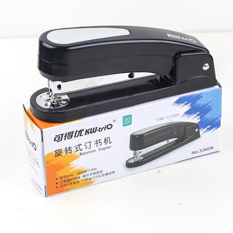 

360 rotatable Heavy Duty Stapler Use 24/6 Staples Effortless Long Stapler School Paper Staplers Office Bookbinding Supplies