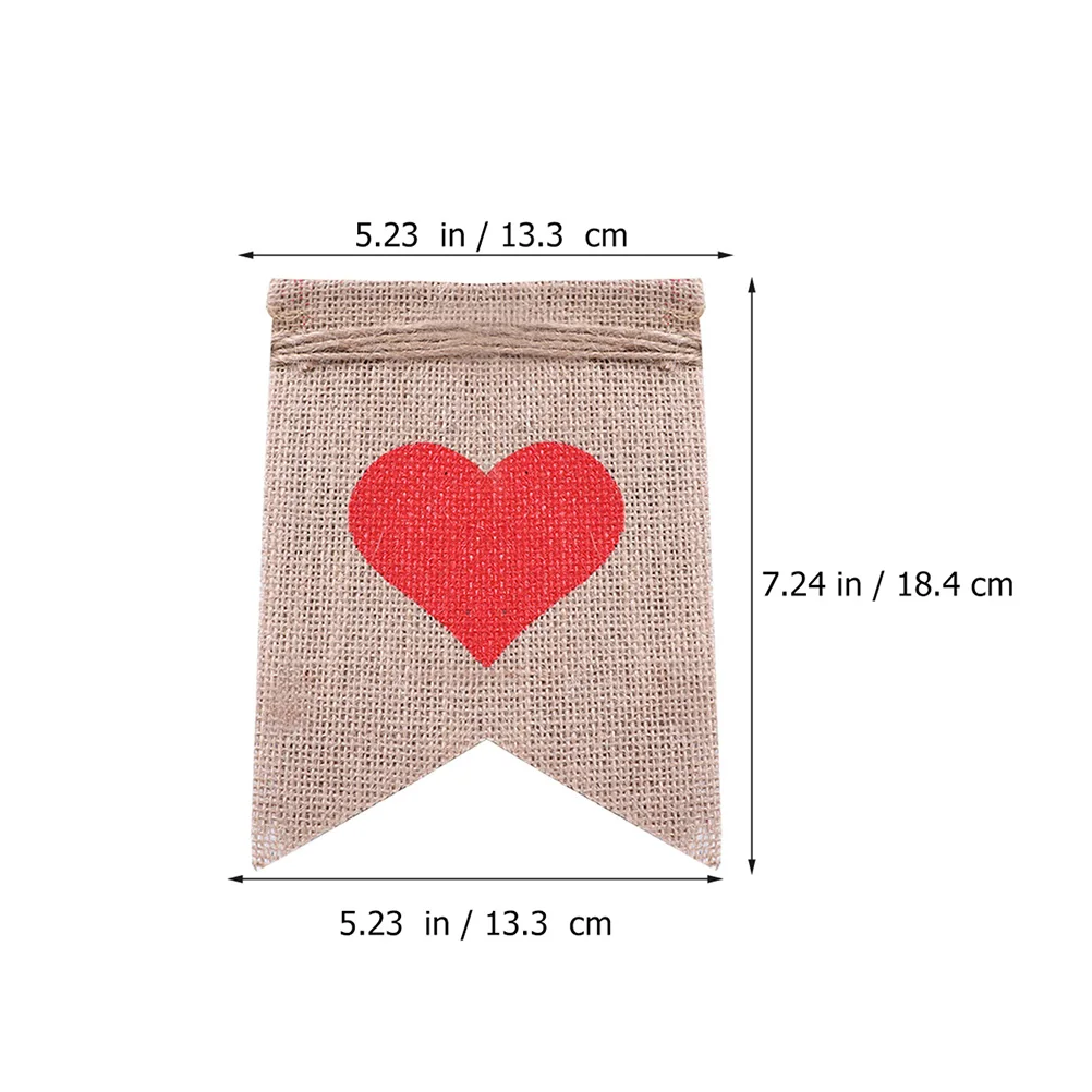 

2pcs Heart Latte Art Wedding Anniversary Banners Party Decorations Vintage Style Bridal Bedroom Balcony Hotel Decoration Burlap