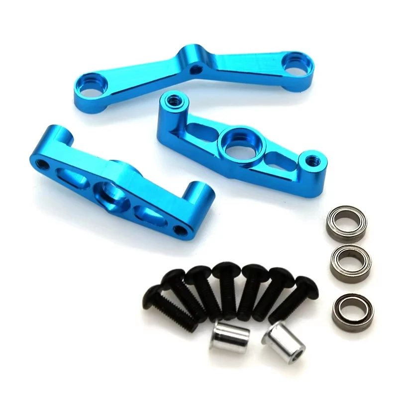 Metal Steering Assembly With Bearings For Tamiya TT-02 1/10 RC Car, CNC Aluminum Steering Bellcrank, Zero Slop Smooth Steering U view 6
