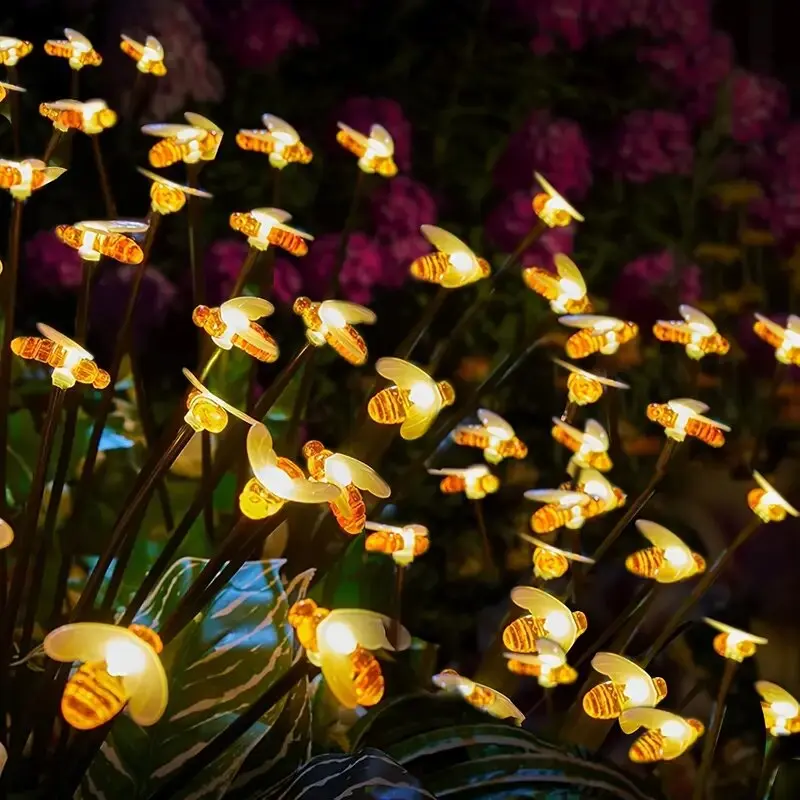 1PC 6/8-Headed พลังงานแสงอาทิตย์ Bee Light LED ตกแต่งกลางแจ้งไฟ Fairy,แสงแนวนอนสําหรับ Garden,ลาน,สนามหญ้า,ทางเดิน,ระเบียง