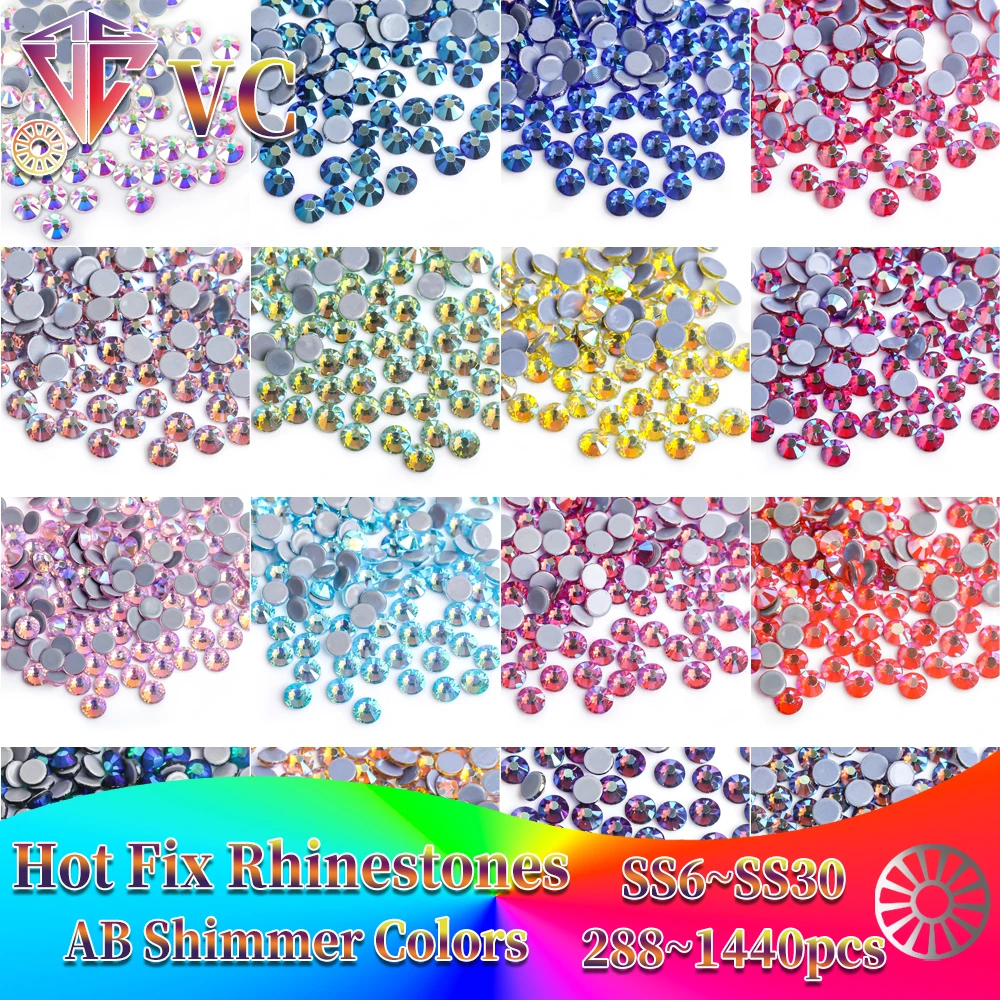SS16 SS20 Glitzertaw Crystal Hotfix Strasssteine 1440 Stück/Packung Crystal AB Hot Fix Strass für Bekleidung Hochzeitskleid E7021
