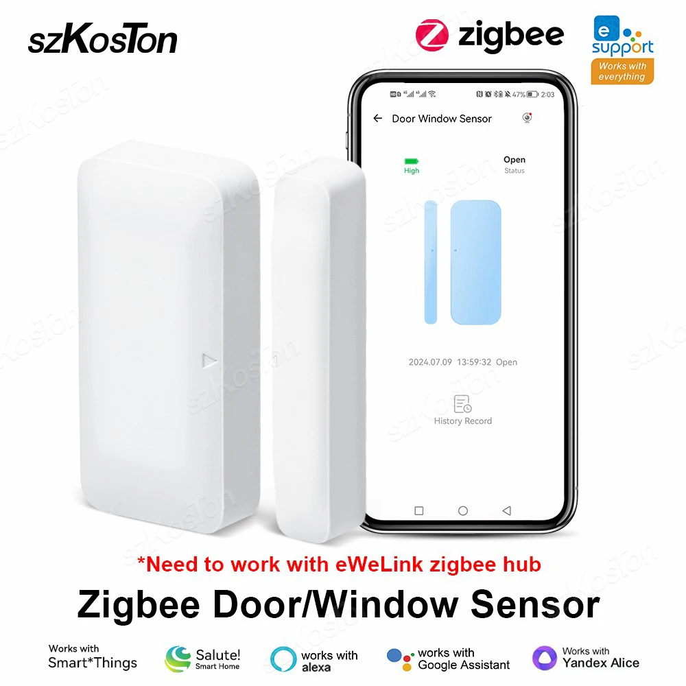 Zigbee porta janela sensor aberto fechado detector ewelink app sensores de alarme contra roubo sem fio suporte zigbee 2mqtt assistente casa