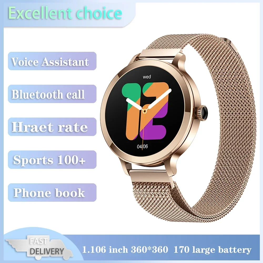 

AMOLED Smartwatch New Women's Bluetooth Calling Voice Assistant Heart Rate Monitoring Women's Watch Sports Fitness Multi Sport