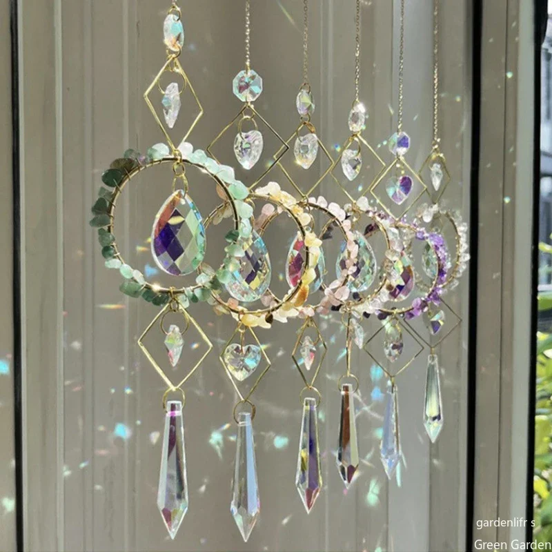 Crystal Prism Suncatcher Glass Prism Light Catching Rainbow Maker Curtain Pendant  Wind Chimes Living Room Window Craft Decor