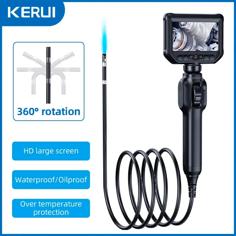 KERUI 2MP 360 Degree Steering Industrial Borescope Endoscope for Cars Inspection Camera With 8 LED for iPhone Android Pipeline