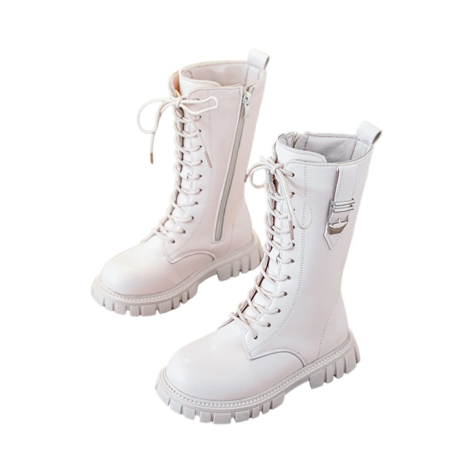 أنيقة سستة طفلة أحذية الموضة غير رسمية الخريف/الشتاء جولة تو الدافئة سميكة وحيد الدانتيل مريحة للأطفال الأوسط الأحذية