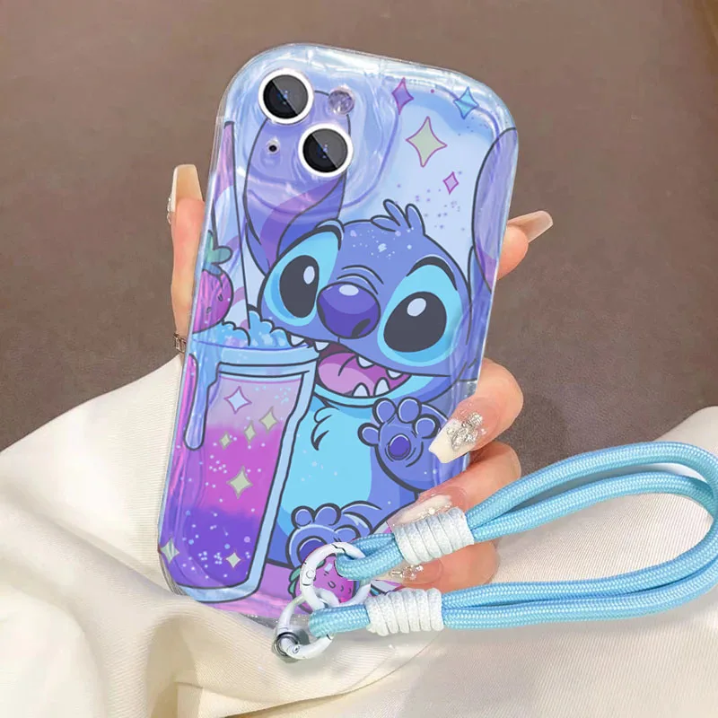 Stitch Lanyard Case For Infinix Hot 50 30i 40i 30 Play Note 30 40 50 Pro Plus GT 30 Pro Smart 9 8 7 Tecno Spark 20 20C Cover