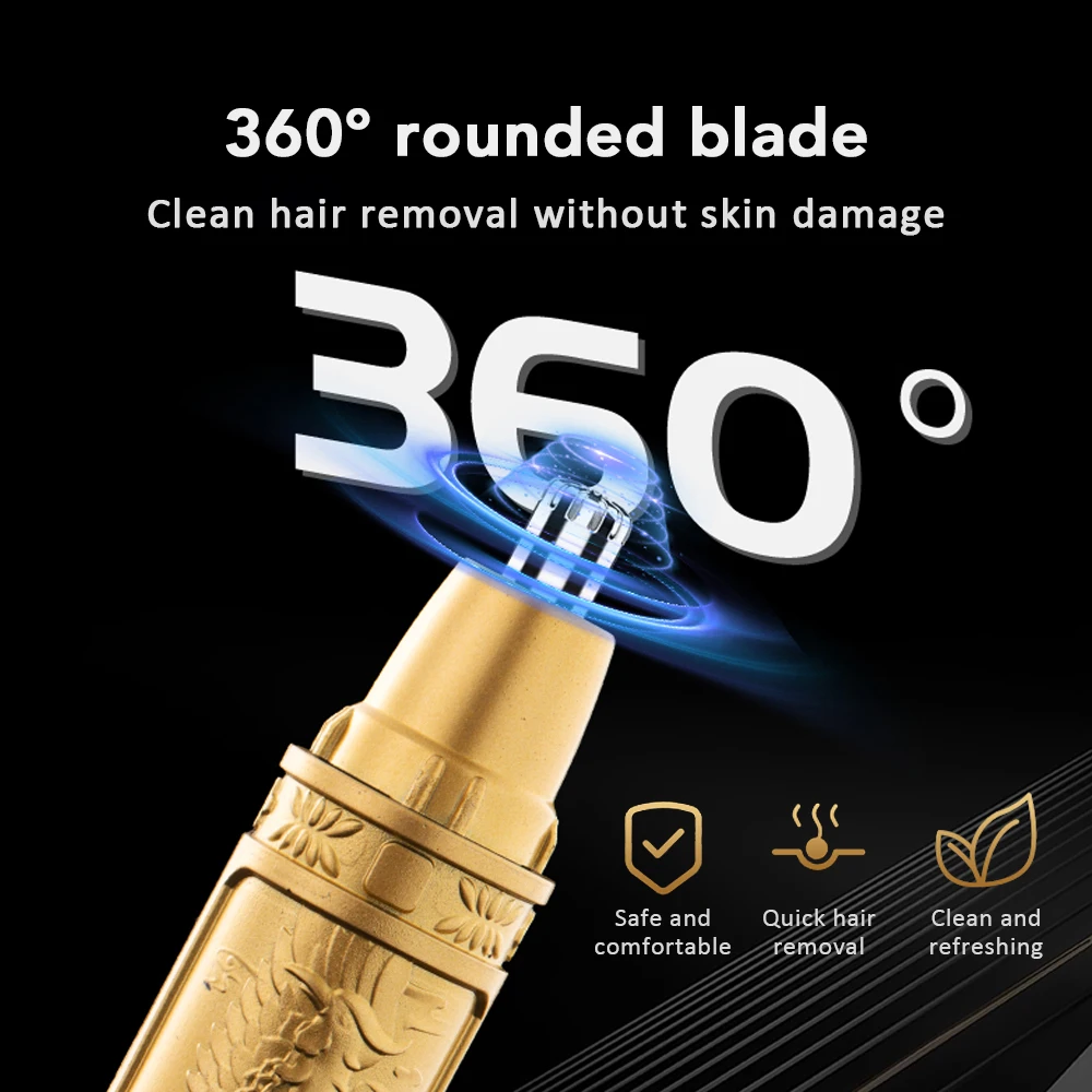 الرجال الكهربائية الأذن والأنف الشعر المتقلب 360 الدورية المزدوجة شفرة ماكينة حلاقة كهربائية المهنية الأذن الأنف مقص الشعر شعر الوجه #3