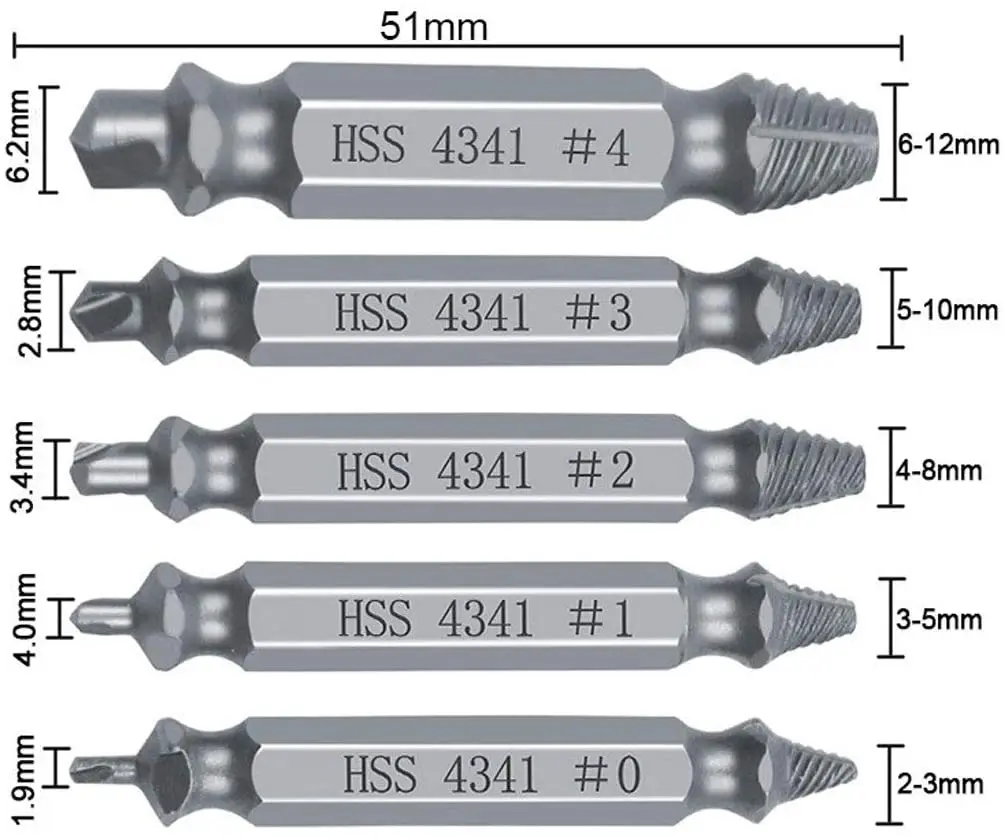 Khoan Sắt HSS 4341 5 Máy Tính Bị Hư Hại Vít Máy Hút Mũi Hướng Dẫn Gãy Bu Lông Bông Tước Vít Tẩy Công Cụ Vít/ống Nước