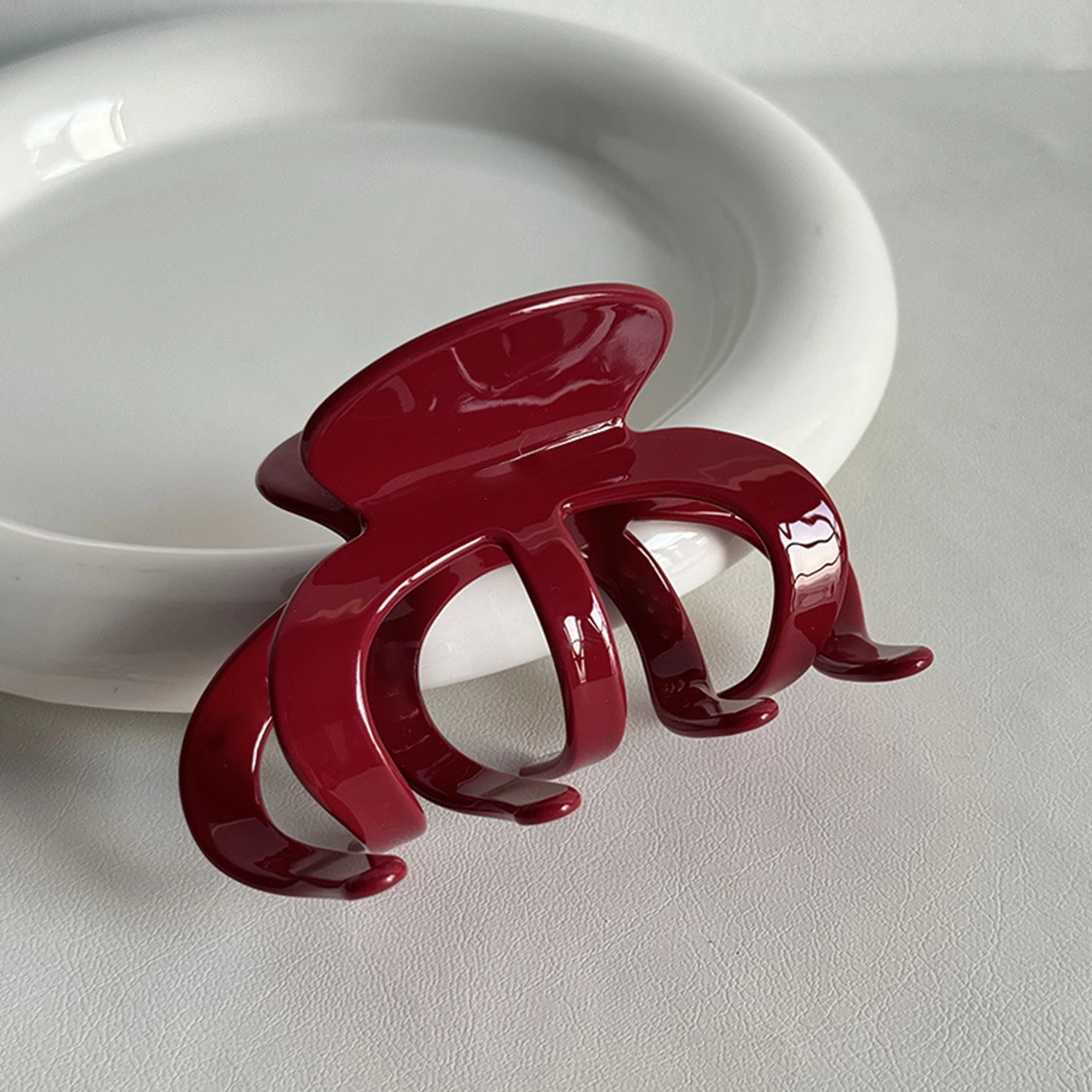 Wine Red Large Hair Claws Elegant Acrylic Hair Clip Hairpins Barrette Crab Claw Clips Headwear For Women Girls Hair Accessories