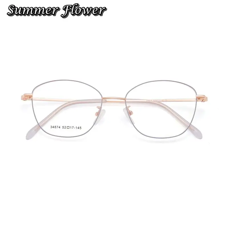 

Women Cat Eye Optical Glasses Frame Fashion Design Gafas for Prescription Lenses Rose Gold Spectacle for Eye Female