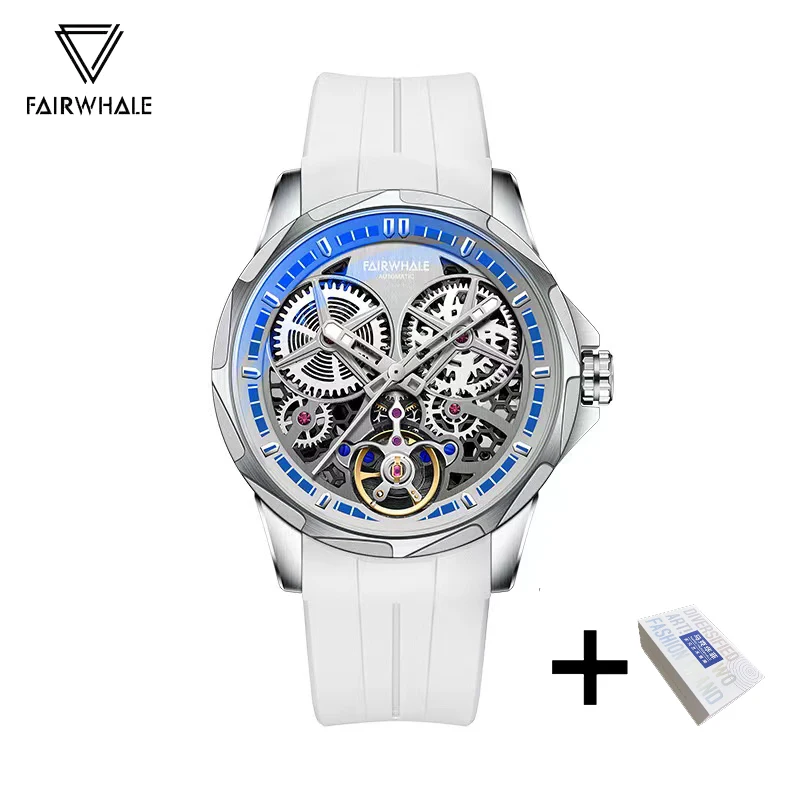 Hot Fairwhale Automatic Watch For Mens Sports Silicone Strap Clocks Mans Fashion Tourbillon Mechanical WristWatch  DropShipping