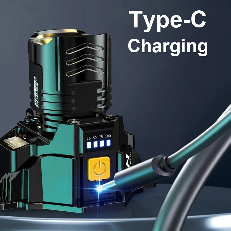 كشافات أمامية خارجية 300LM 5 أوضاع إضاءة COB LED مصباح أمامي تلسكوبي زوومابلي بطارية مدمجة ضوء جانبي أحمر أزرق