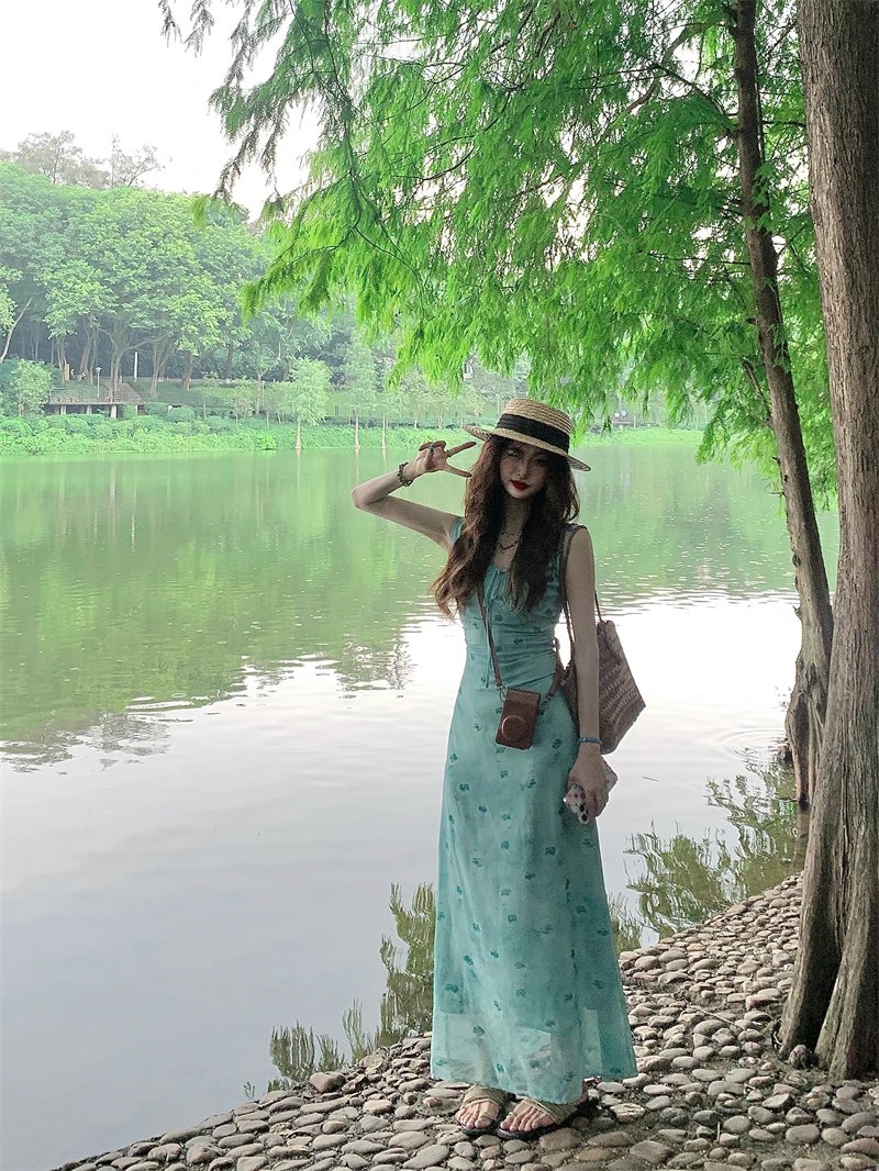 Summer Line Clothing Brand - Vestido Longo Floral Degradê Evasê Elegante
