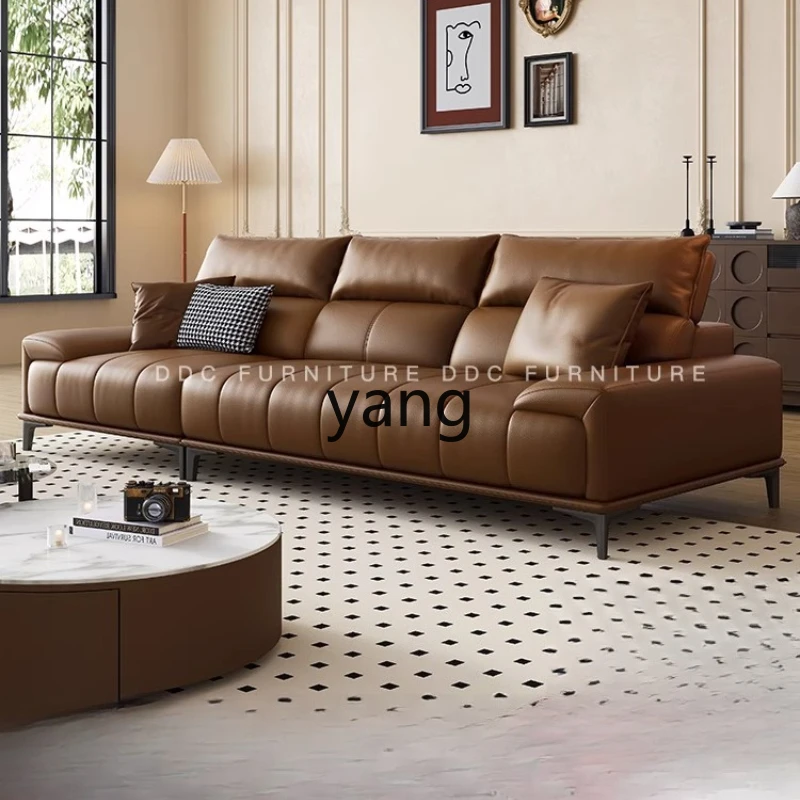 

LH minimalist leather sofa combination modern simple size apartment living room light luxury first layer cowhide