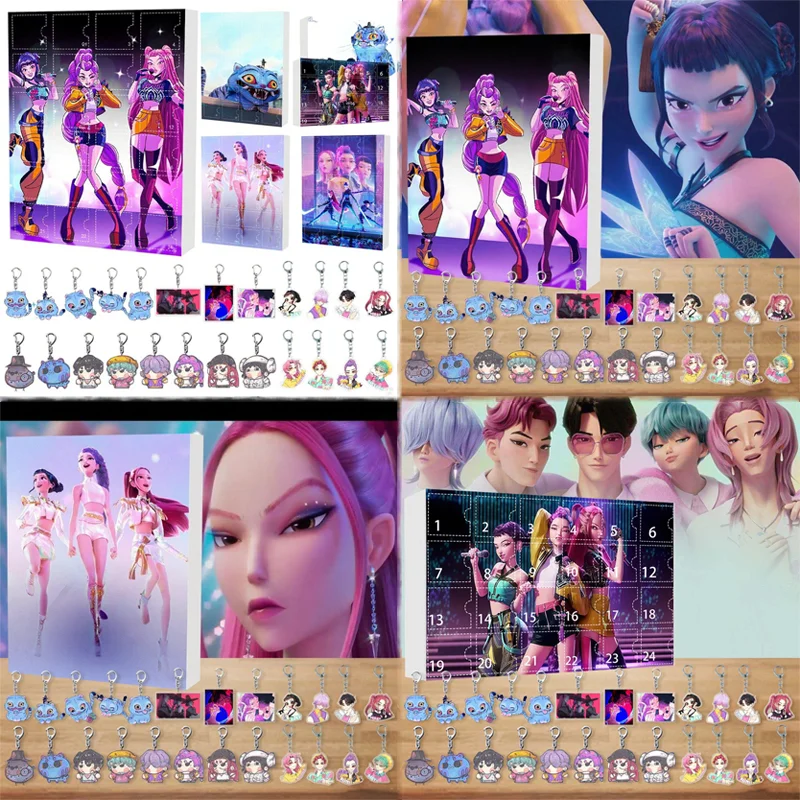 

KPopDemon Hunters Surprise Box HUNTR/X Mysterious Box Rumi Mira Zoey Halloween Countdown Calendar Keychain Kids Festival Gift