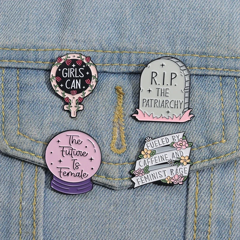 Creative Feminist Enamel Pins  Women Girls Power Brooches Feminism Gender Equality Cartoon Lapel Badge Accessory Gift for Friend